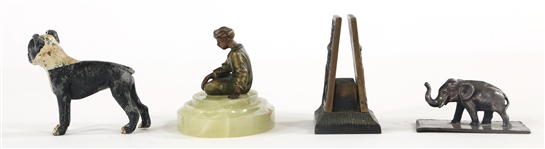 PAPERWEIGHTS, STATUETTES, CARVED BONE DICE, & PLAQUE