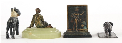PAPERWEIGHTS, STATUETTES, CARVED BONE DICE, & PLAQUE