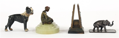 PAPERWEIGHTS, STATUETTES, CARVED BONE DICE, & PLAQUE