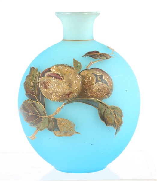 19th C. MT. WASHINGTON BURMESE ART GLASS BUDVASE