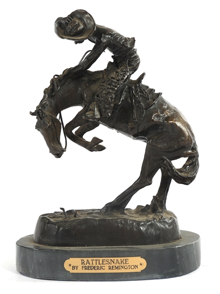 AFTER FREDERIC REMINGTON RATTLESNAKE BRONZE STATUE
