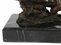 MERMAID HOLDING PEARL SIGNED BRONZE STATUE
