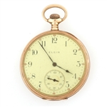 MENS ELGIN 14K YELLOW GOLD CASE POCKET WATCH 