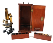 1905 BAUSCH & LOMB BRASS MICROSCOPE WITH CASE