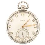 MENS ELGIN 14K WHITE GOLD CASE POCKET WATCH