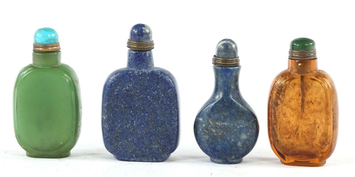 SODALITE AND GLASS SNUFF BOTTLES