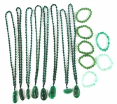 GLASS AND DYED AGATE BEADED BRACELETS AND NECKLACES