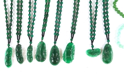 GLASS AND DYED AGATE BEADED BRACELETS AND NECKLACES