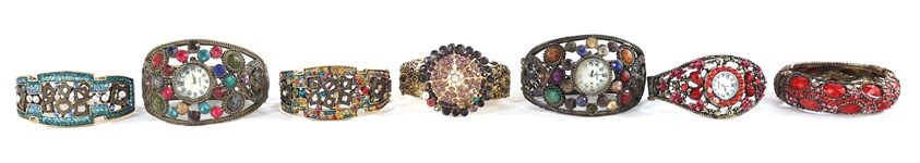 GOLD TONED RHINESTONE BRACELETS AND WATCHES