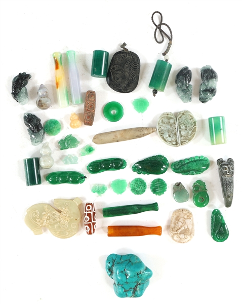 SOFTSTONE, HOWLITE, AGATE, GLASS, & DYED JADE PENDANTS