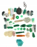 SOFTSTONE, HOWLITE, AGATE, GLASS, & DYED JADE PENDANTS
