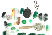 SOFTSTONE, HOWLITE, AGATE, GLASS, & DYED JADE PENDANTS