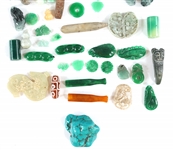 SOFTSTONE, HOWLITE, AGATE, GLASS, & DYED JADE PENDANTS