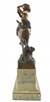 CHARLES KORZCHANN BRONZE PUTTI RIDING DEER STATUE