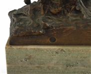 CHARLES KORZCHANN BRONZE PUTTI RIDING DEER STATUE