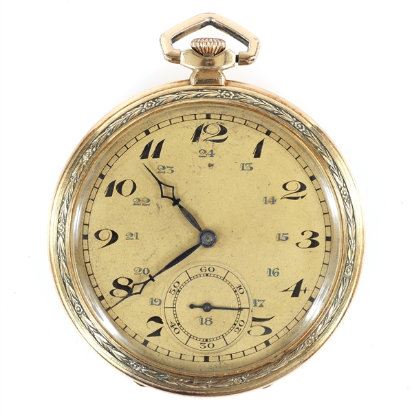 MENS ASTER 14K YELLOW GOLD CASE POCKET WATCH
