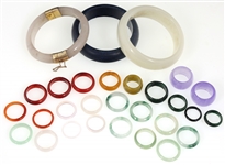 DYED JADE, GLASS, AGATE, & SODALITE RINGS & BRACELETS