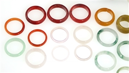 DYED JADE, GLASS, AGATE, & SODALITE RINGS & BRACELETS