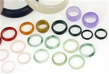 DYED JADE, GLASS, AGATE, & SODALITE RINGS & BRACELETS
