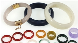 DYED JADE, GLASS, AGATE, & SODALITE RINGS & BRACELETS
