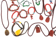 WOOD AND CARVED STONE COSTUME JEWELRY 
