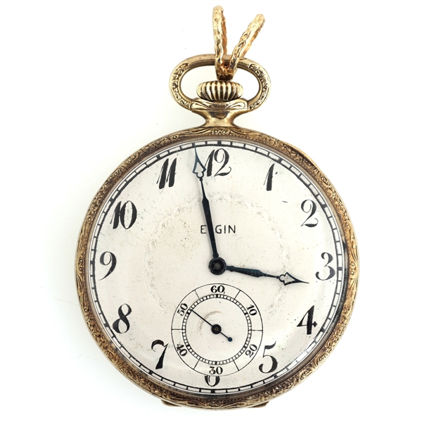 MENS ELGIN 14K YELLOW GOLD CASE POCKET WATCH 
