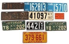KENTUCKY, INDIANA, & PENNSYLVANIA LICENSE PLATES