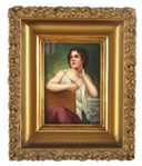 GERMAN PORCELAIN PORTRAIT PAINTING IN FRAME