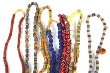 GLASS BEADED NECKLACES AND BOOK 