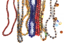 GLASS BEADED NECKLACES AND BOOK 
