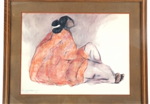 R.C. GORMAN SEATED WOMAN FRAMED LITHOGRAPH 