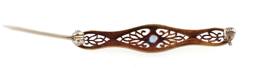 14K WHITE GOLD & BLUE TOPAZ FILIGREE LAPEL COLLAR PINS