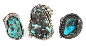 SOUTHWEST STYLE STERLING SILVER TURQUOISE RINGS