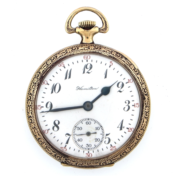 MENS HAMILTON GOLD FILLED CASE POCKET WATCH