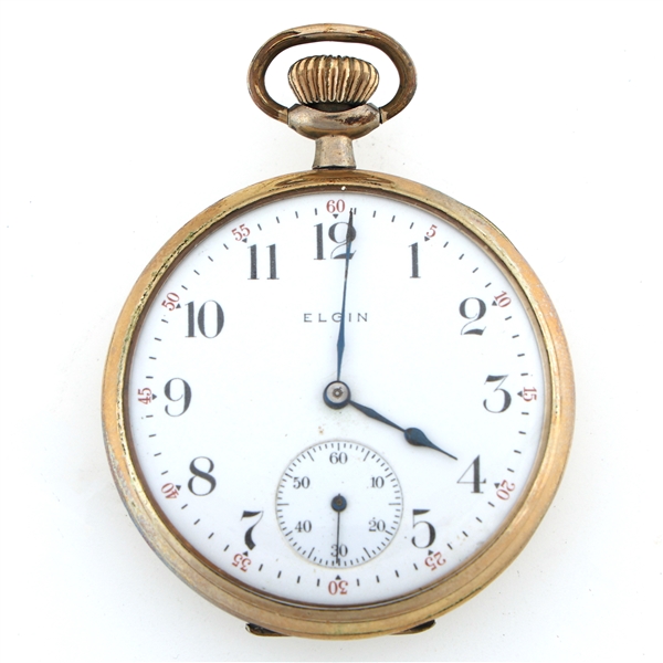 MENS ELGIN GOLD FILLED CASE POCKET WATCH