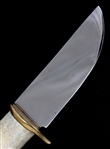 CARVED ANTLER VIKING HANDLE FIXED BLADE KNIFE & SHEATH