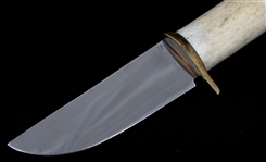 CARVED ANTLER VIKING HANDLE FIXED BLADE KNIFE & SHEATH