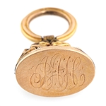 19th C. GOLD FILLED JEWELRY TINTYPE LOCKET & FOB