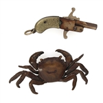 MINIATURES - PINFIRE PISTOL, POCKETKNIFE, SWORD, & CRAB