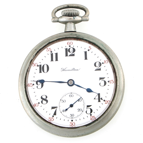 MENS HAMILTON SILVEROID CASE POCKET WATCH