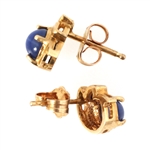 14K YELLOW GOLD STAR SAPPHIRE STUD EARRINGS