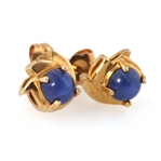 14K YELLOW GOLD STAR SAPPHIRE STUD EARRINGS