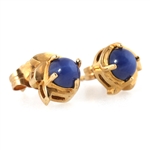 14K YELLOW GOLD STAR SAPPHIRE STUD EARRINGS