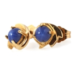 14K YELLOW GOLD STAR SAPPHIRE STUD EARRINGS