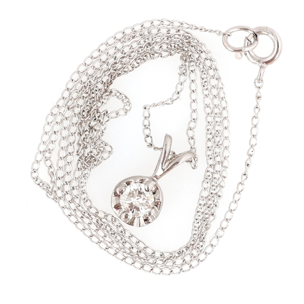 14K WHITE GOLD SOLITAIRE DIAMOND NECKLACE