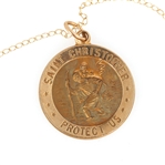 14K YELLOW GOLD SAINT CHRISTOPHER ICON NECKLACE