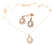 14K YELLOW GOLD OPAL NECKLACE & EARRINGS SET