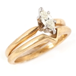 14K YELLOW GOLD MARQUISE DIAMOND WEDDING RING SET