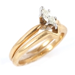 14K YELLOW GOLD MARQUISE DIAMOND WEDDING RING SET