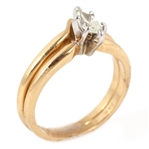 14K YELLOW GOLD MARQUISE DIAMOND WEDDING RING SET